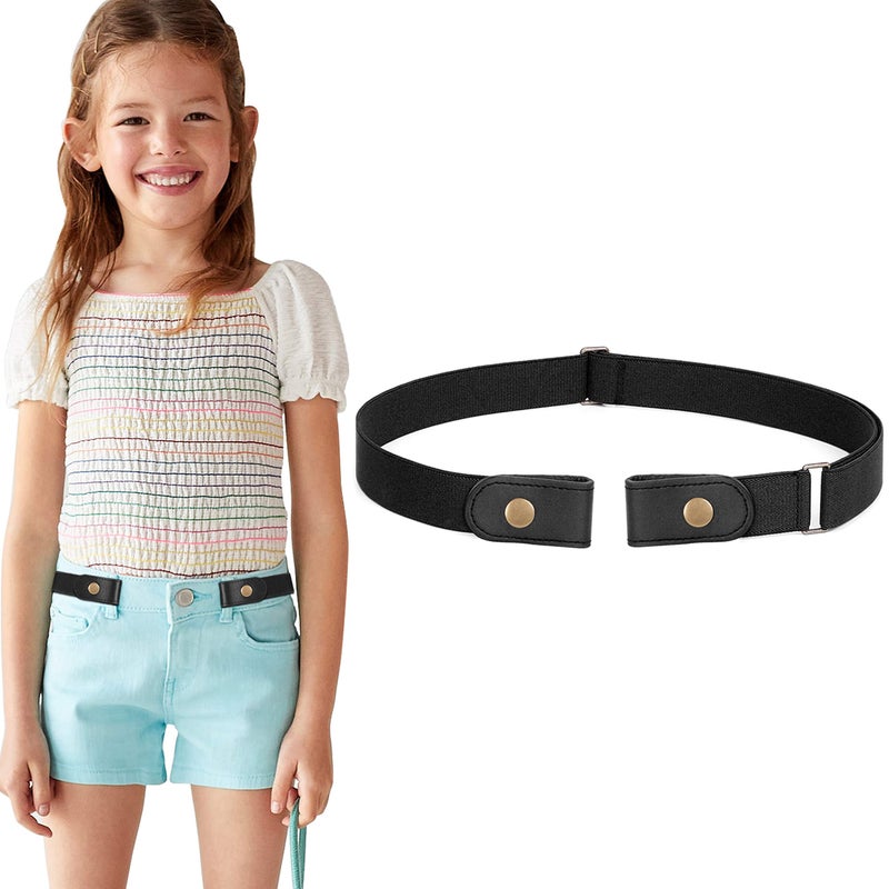 WERFORU No Buckle Stretch Belt for Child Boys Girls Buckle Free Kids Belt Buckleless for Pants Jeans, Black,Waist Size Below 24 Inches - Image 1
